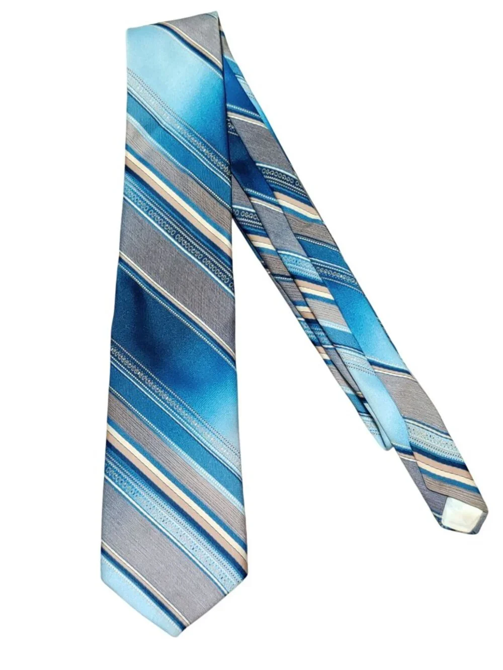 Angelo Corelli Tie Vintage Blue Gray Striped Wide Necktie Retro Italian Style